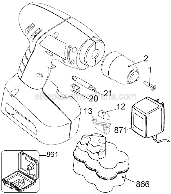 Page A Diagram and Parts List for BDC752 Type 1 Black and Decker Electric Drill